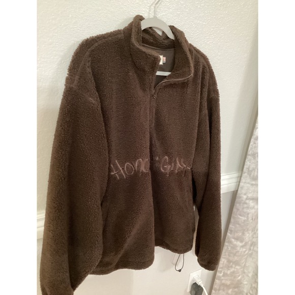 Honor‎ The Gift Script Sherpa Pullover Brown HTG230361 Size L (Oversized Fit) - Picture 11 of 14